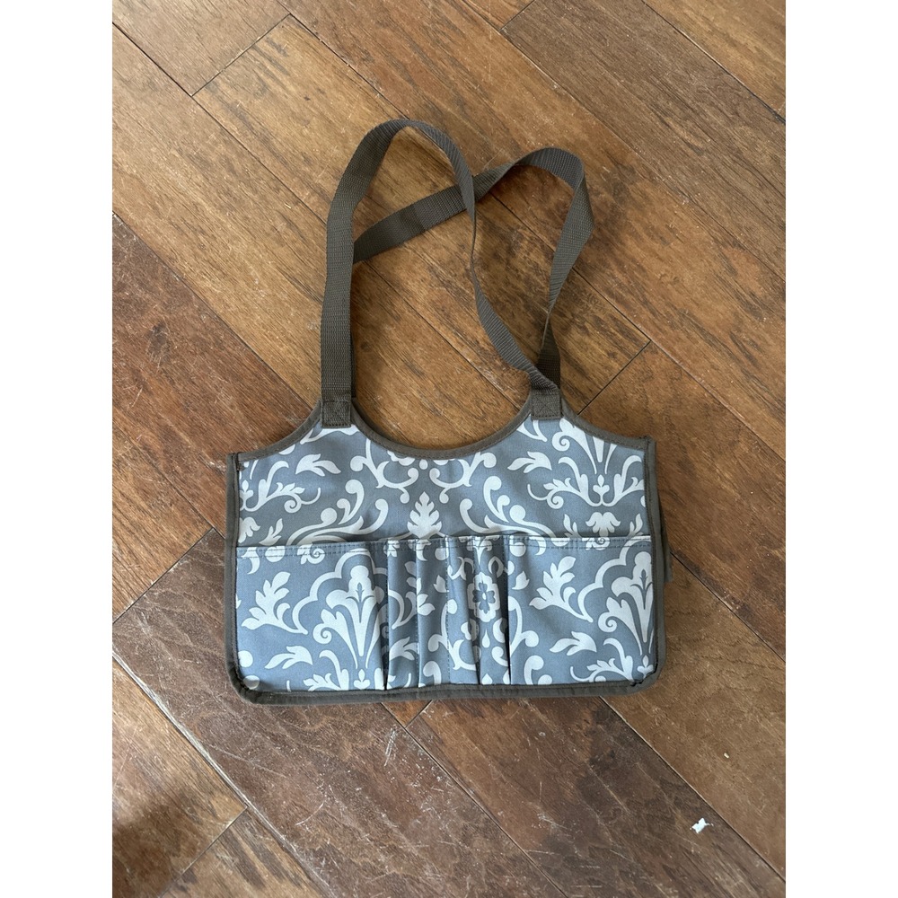 Thirty-One Gifts Utility Tote Bag Grey  Multi-Pocket Craft Organizer